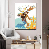 Paint by Numbers Moose Art Light Blue